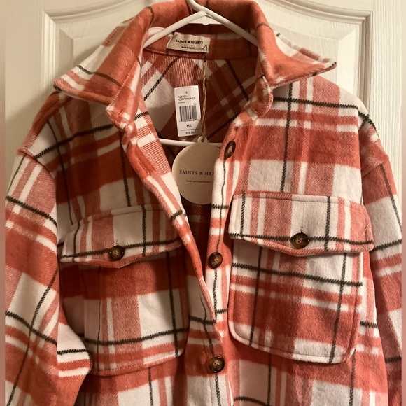 Saints & Hearts plaid oversized Shacket - Picture 5 of 10